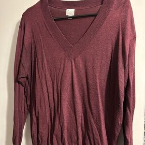 a new day Women's V-Neck Sweater - Burgundy
